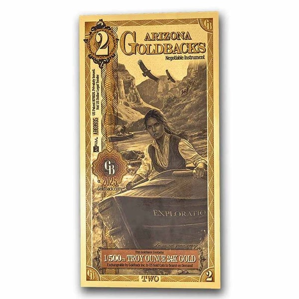 2 Arizona Goldback - Aurum Gold Foil Note (24k)*