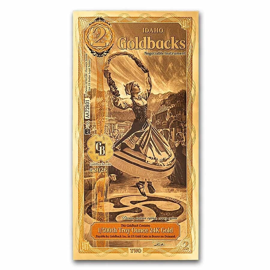 2 Idaho Goldback - Aurum Gold Foil Note (24k)