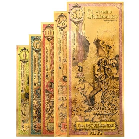 ** SPECIAL ORDER ** 2025 Wyoming Goldback Note Set (1,5,10,25,50)