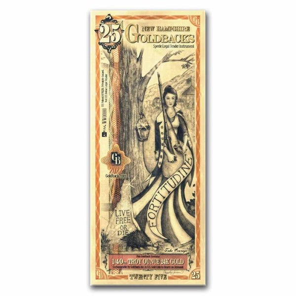 ** SPECIAL ORDER ** 25 New Hampshire Goldback - Aurum Gold Foil Note (24k)