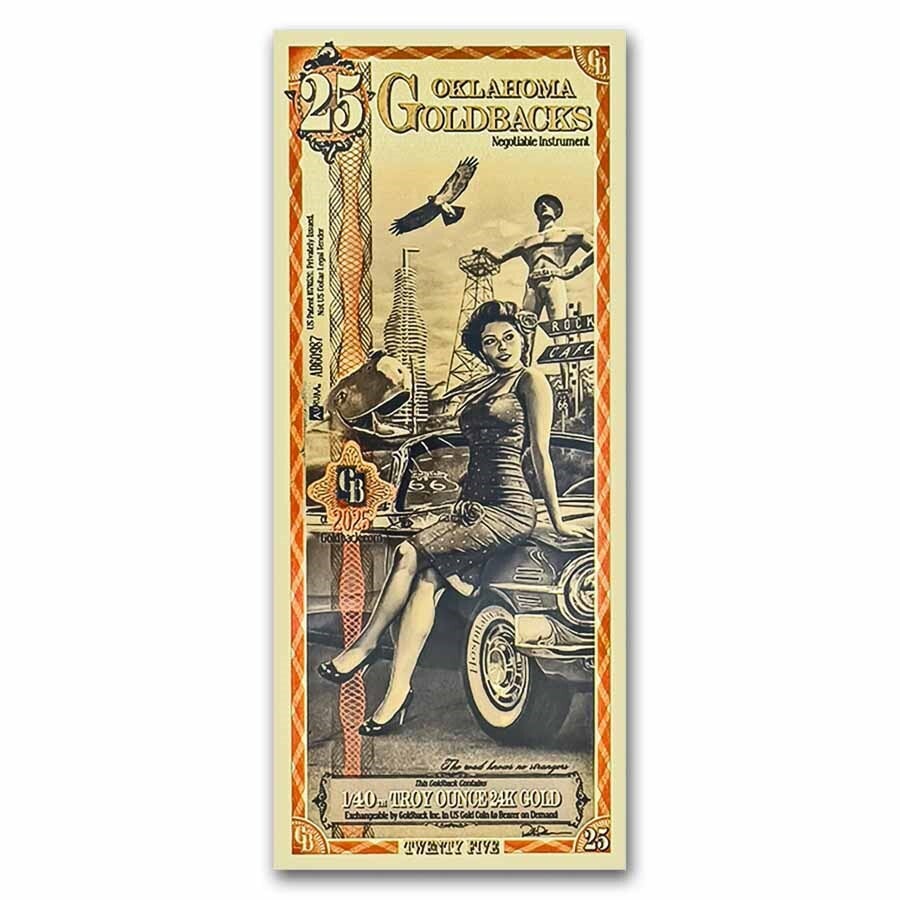 ** SPECIAL ORDER **25 Oklahoma Goldback - Aurum Gold Foil Note (24k)