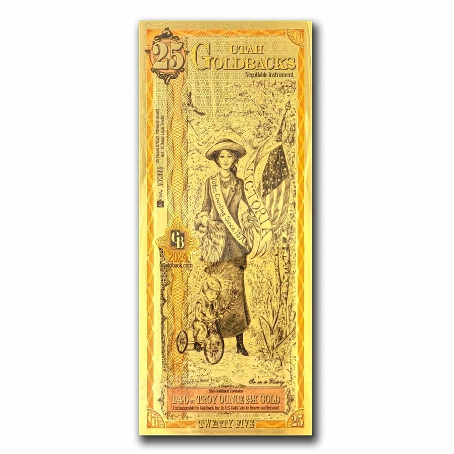 ** SPECIAL ORDER ** 25 Utah Goldback - Aurum Gold Foil Note (24k)