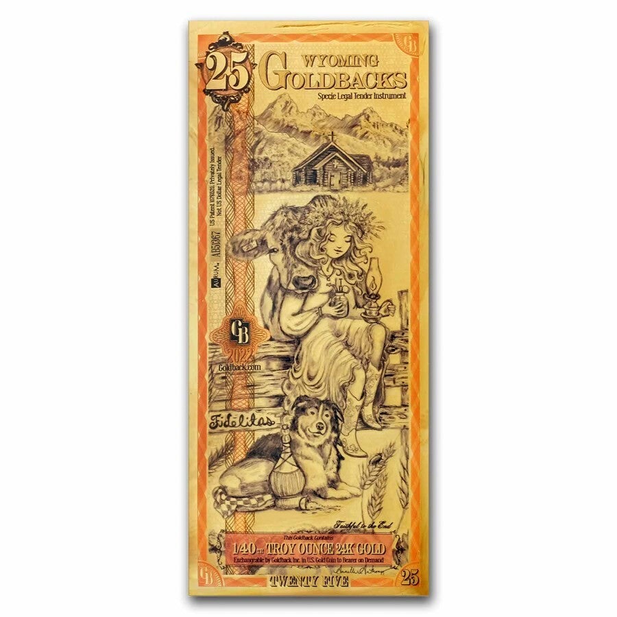 ** SPECIAL ORDER ** 25 Wyoming Goldback - Aurum Gold Foil Note (24k)