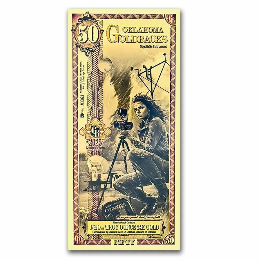 ** SPECIAL ORDER ** 50 Oklahoma Goldback - Aurum Gold Foil Note (24k)
