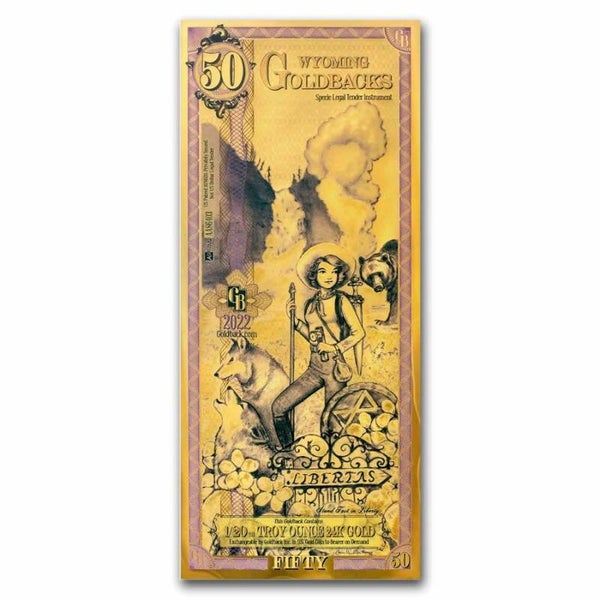** SPECIAL ORDER ** 50 Wyoming Goldback - Aurum Gold Foil Note (24k)