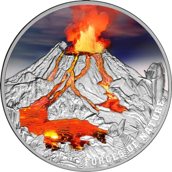 Volcano 2023 — Pièce de 2 oz en argent pur Ultra High Relief