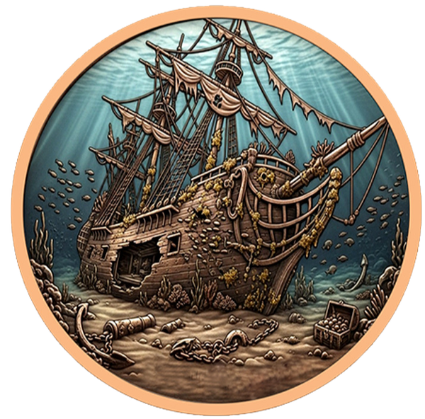 Shipwreck - 5 oz .999 Copper Coin - 1$ Liberia 2026