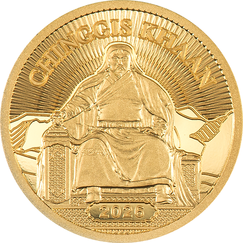 Chinggis Khaan - 0.5 gram 999.9 Gold coin - 1000 Togrog Mongolia 2026
