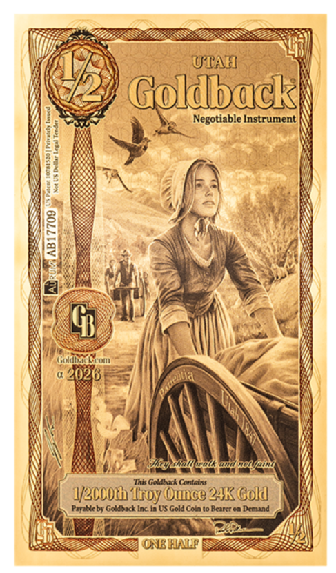 1/2 Utah Goldback Alpha - Aurum Gold Foil Note (24k)