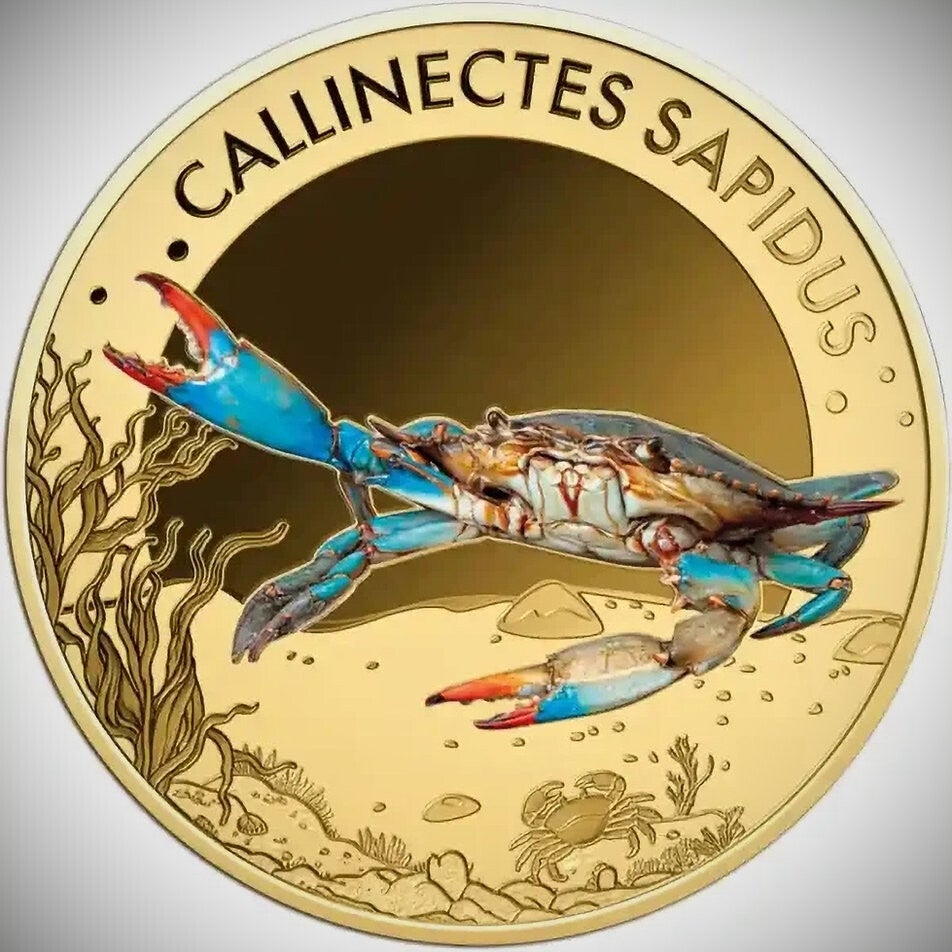 Blue Crab - 1/1000 oz .999 Gold Coin - 3000 Francs Republic of Chad