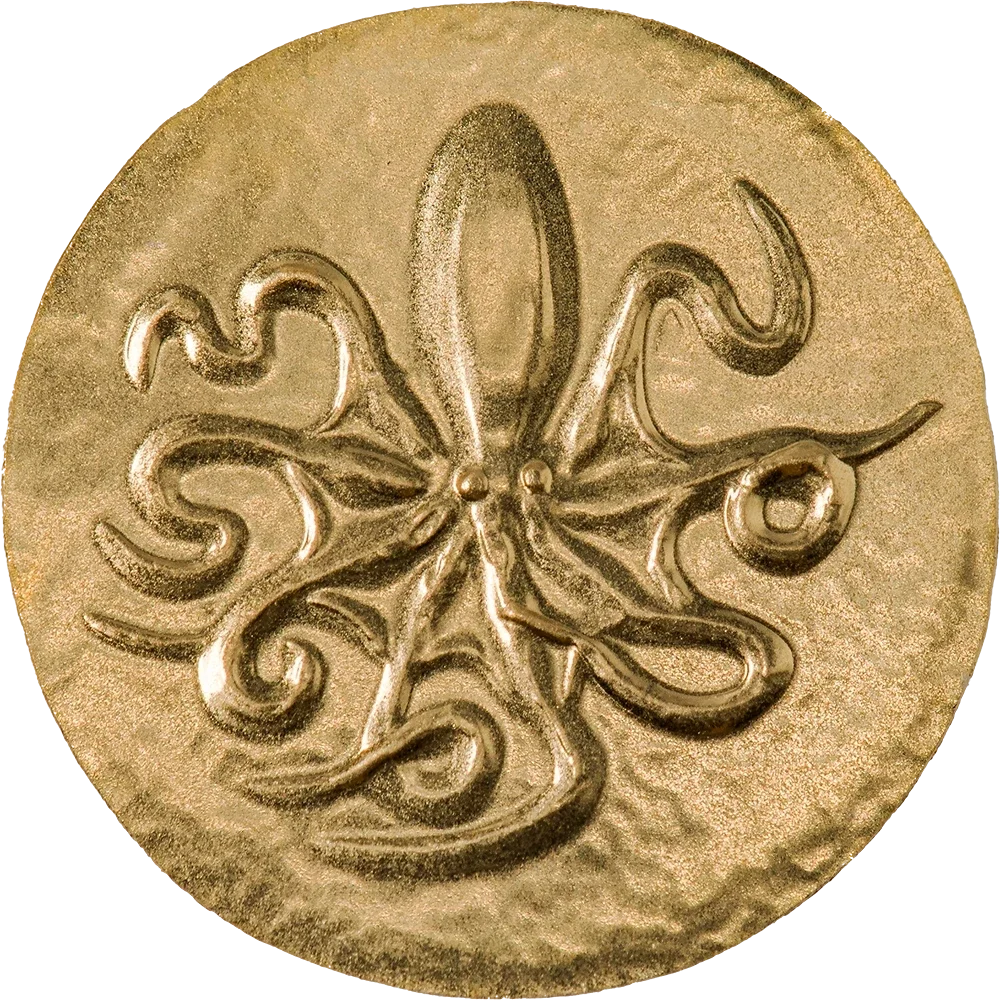 Ancient Greece: Octopus 0.5g .999 Gold Coin $5 Cook Islands 2022
