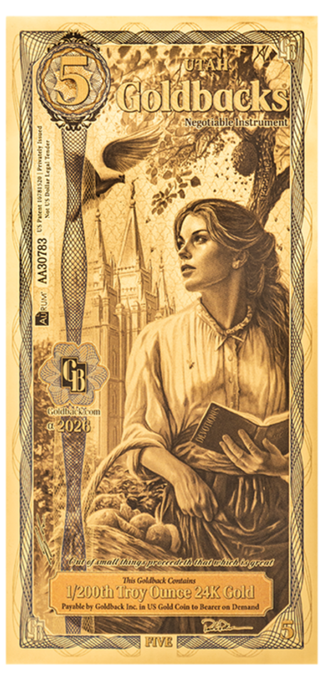 5 Utah Goldback Alpha - Aurum Gold Foil Note (24k)