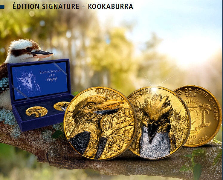 EDITION SIGNATURE - KOOKABURRA 2 X 1G .999 Gold Coin 100 Francs Ivory Coast 2025