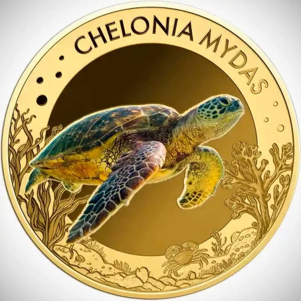Green Sea Turtle - 1/1000 oz .999 Gold Coin - 3000 Francs Republic Of Chad