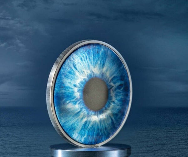OCEAN BLUE Coloreyezed Eye 1 Oz Silver Coin 5$ Palau 2022