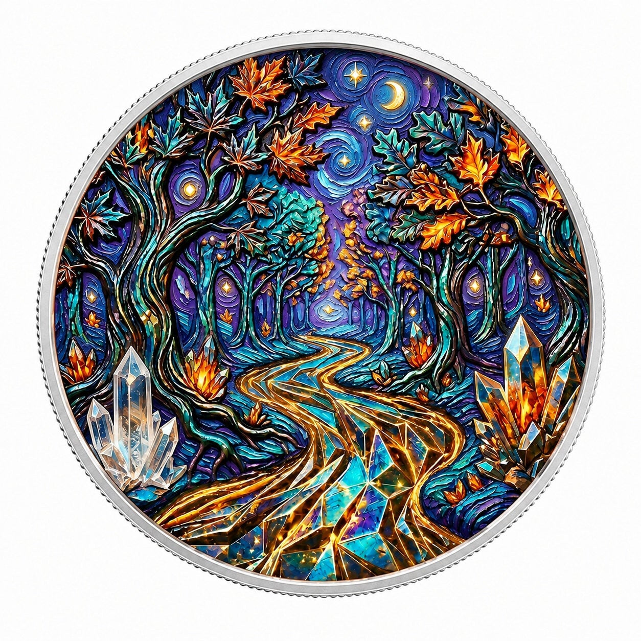 Van Gogh Pièce ronde en argent .999 colorisée Maple Moonlight , 1/10 oz