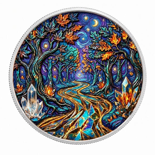 Van Gogh Pièce ronde en argent .999 colorisée Maple Moonlight , 1/10 oz