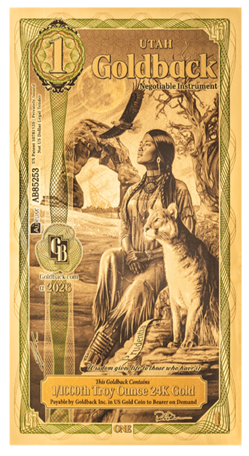 1 Utah Goldback Alpha - Aurum Gold Foil Note (24k)