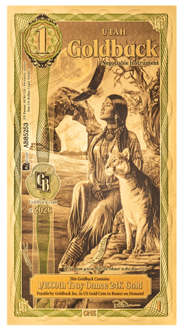 1 Utah Goldback Alpha - Aurum Gold Foil Note (24k)