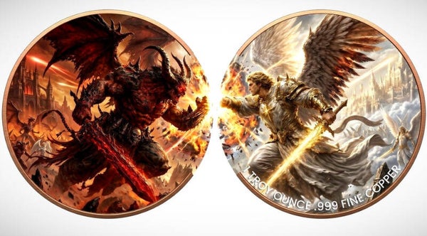 Heaven and Hell - Michael vs Lucifer UHR Colorized DuoStack 2 x 1 oz Copper