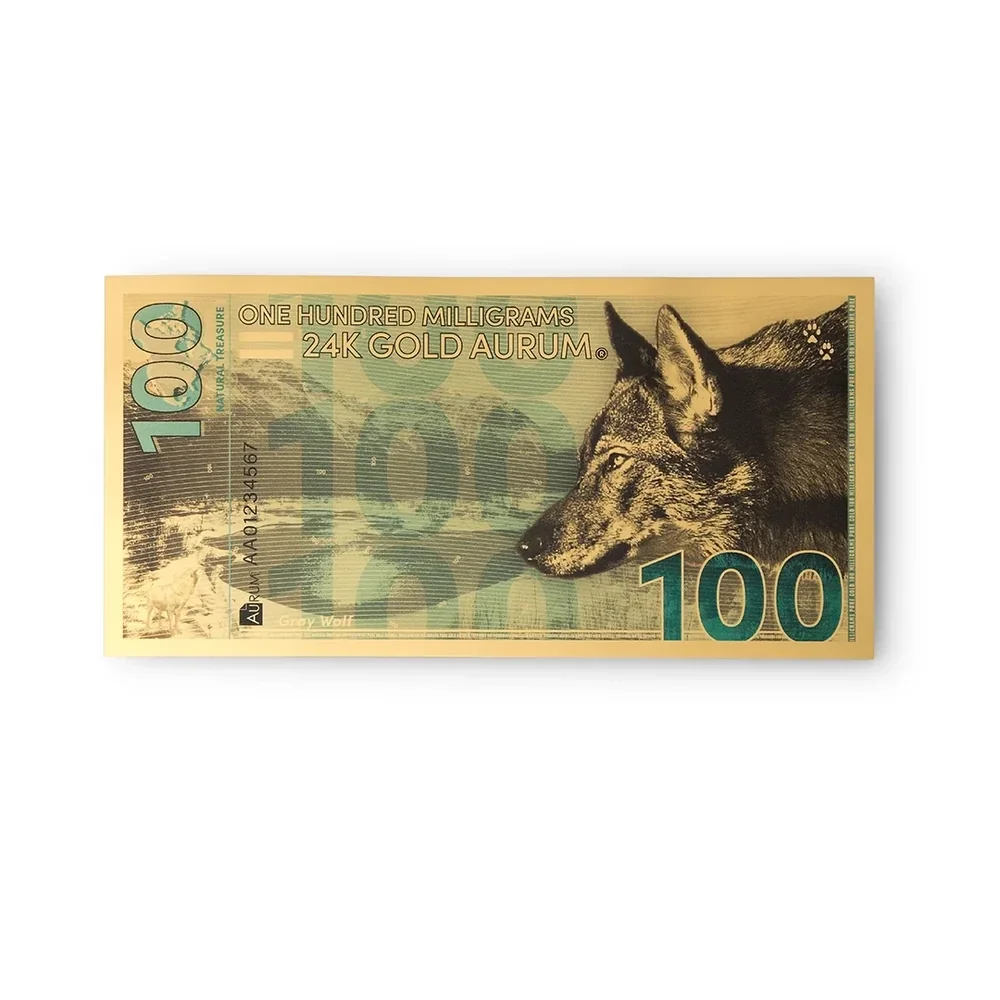Gray Wolf Aurum® 100mg 24k Gold Bill