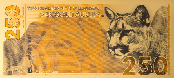 Mountain Lion Aurum® 250mg 24k Gold Bill