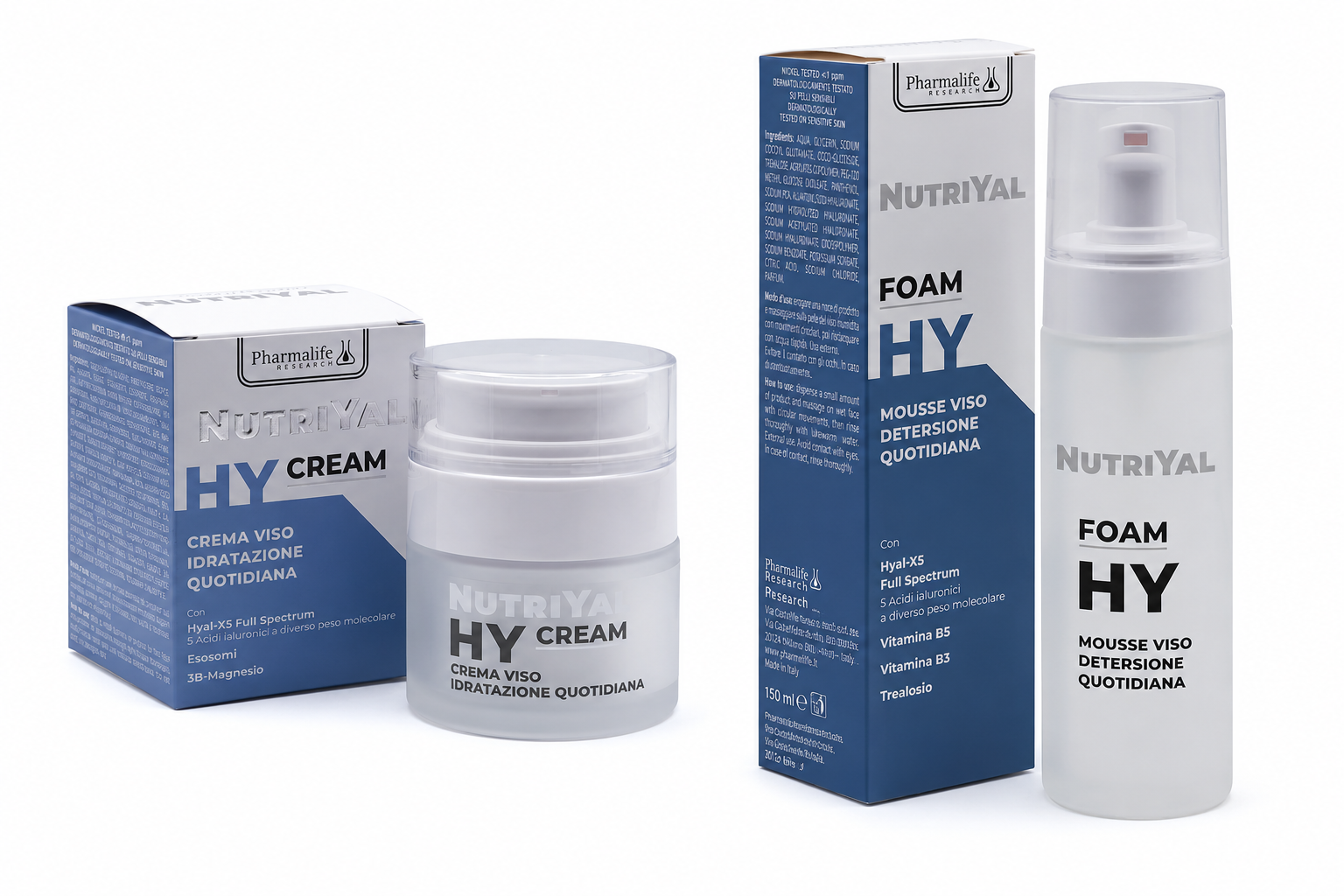 Set NutriYal - Foam HY Mousse Viso Detergente 150 ml - Crema Viso Idratazione Quotidiana 50 ml