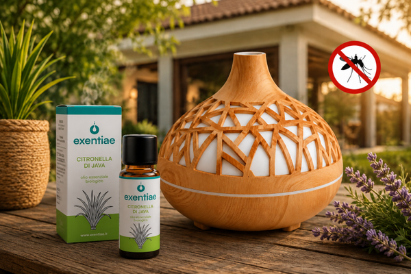 Set Diffusore/Umidificatore + Olio Essenziale Bio Citronella di Java Antizanzare