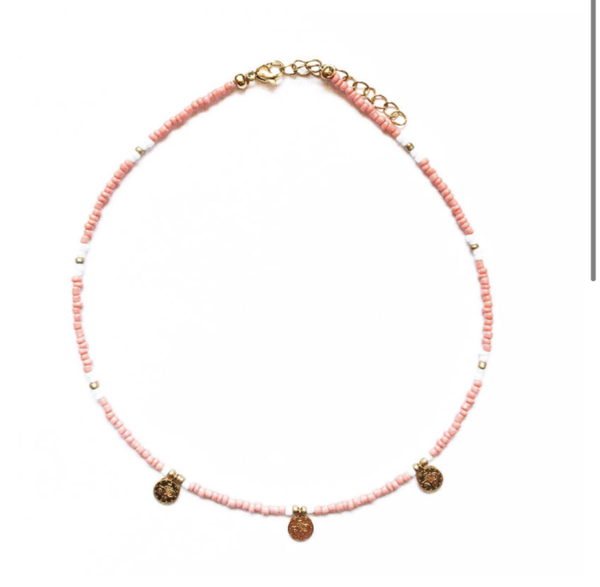 Coral coins choker