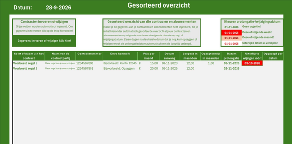 Contracten & Abonnementen Planner Basis