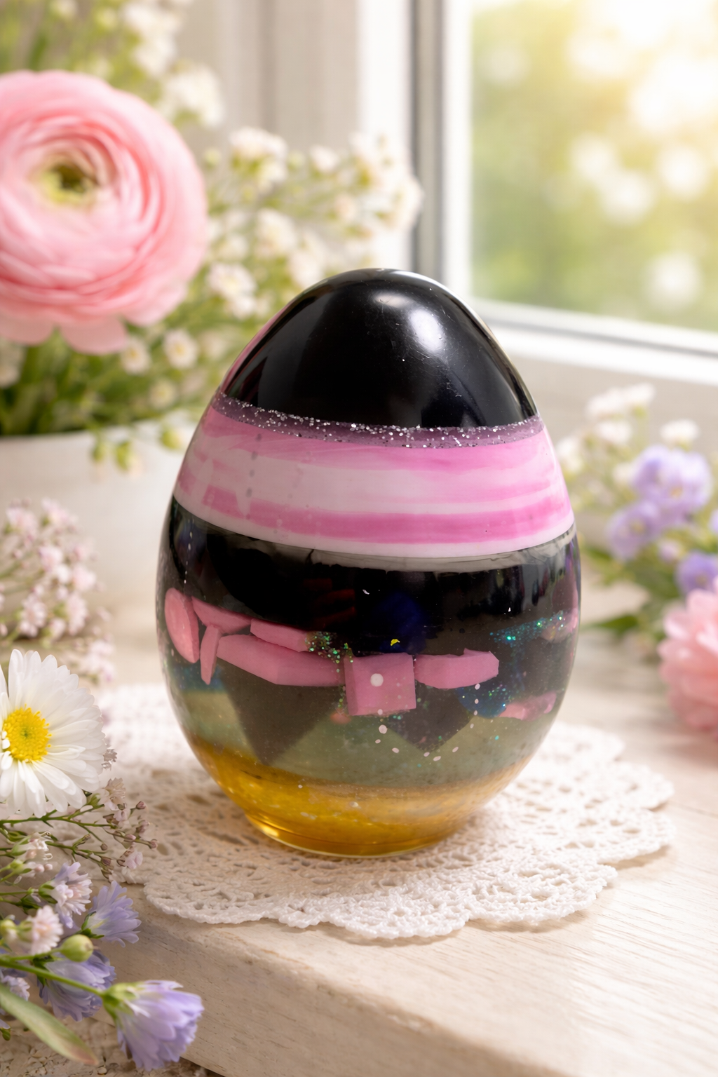 Resin-Dekoei „Spring Glow“ – Handgefertigtes Unikat