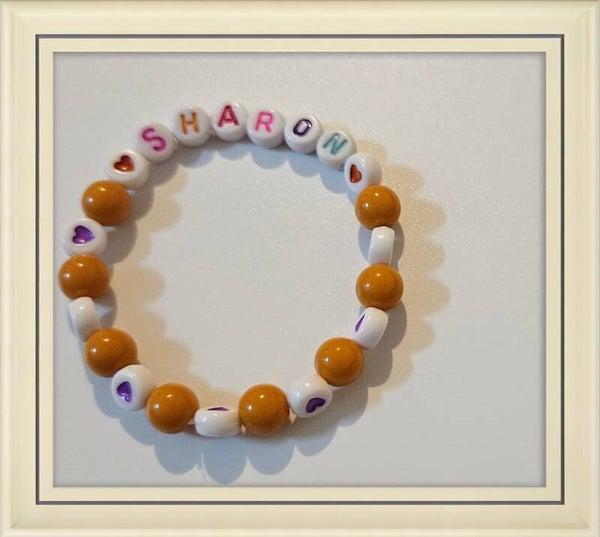 Brown Name Heart Bracelet