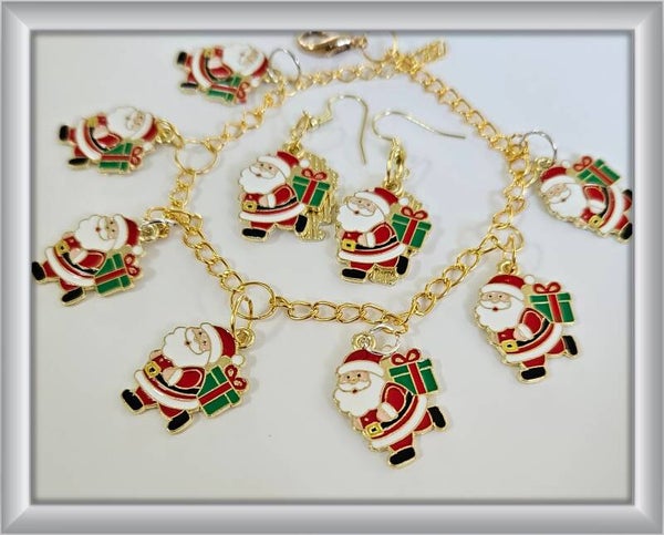 Santa Clause Earrings and  Bracelet Set