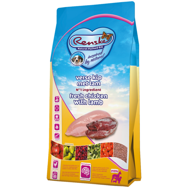 Renske Super Premium Puppy — Kip met Lam