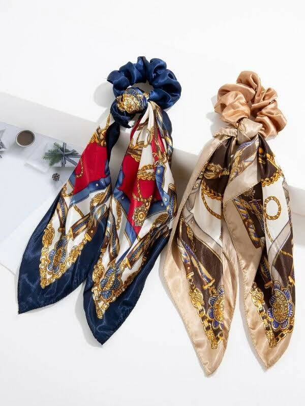 2-Piece Roman Scarf set "Blue & Beige"