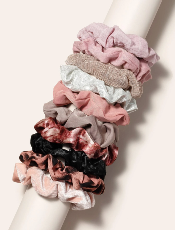 10Pcs Plain Pleated Scrunchie
