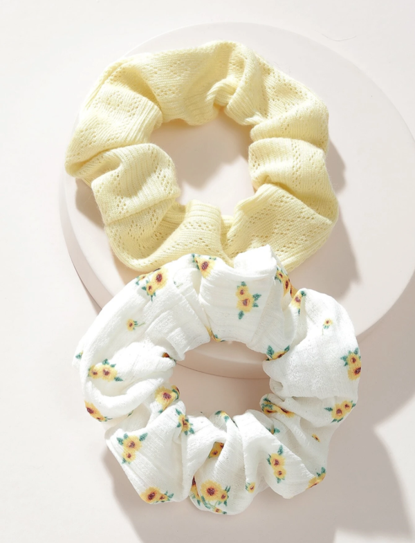 Floral Print 2-Piece Scrunchie