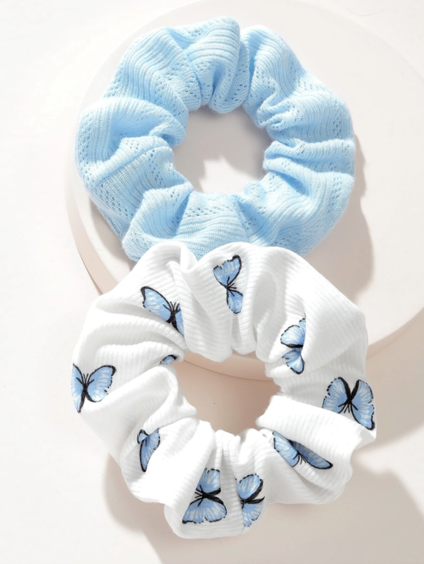 Butterfly Print 2-Piece Scrunchie