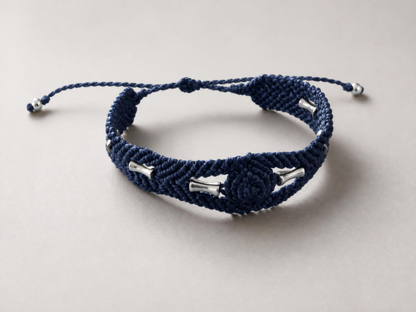 Bracelet homme tressé bleu marine