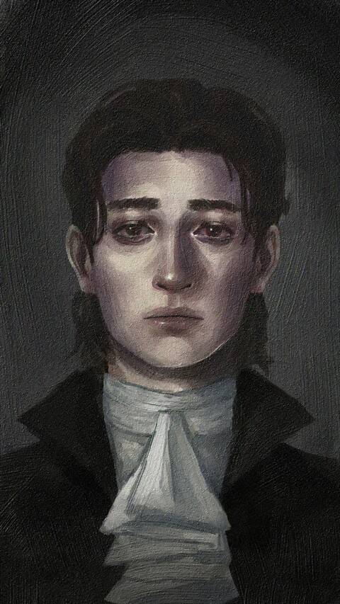 Mysterious painting of a melancholy young man