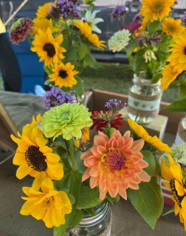 Joy Jars and wrapped bouquets