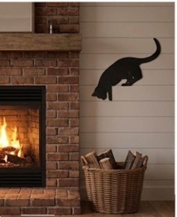 l Cat and Door Frame Ornaments Home Decor figurine Wall Art | Classic Wrought Iron Statue
