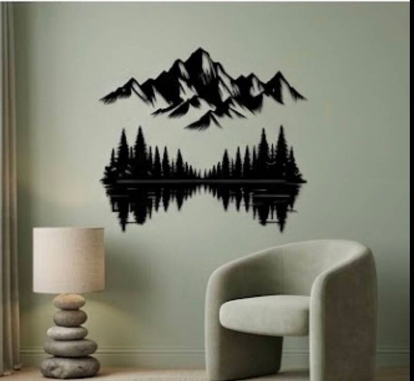 Wall Decorations Featuring Forest Landscapes, Showcasing a Rustic Style with Natural Woodland Reflections in Water
