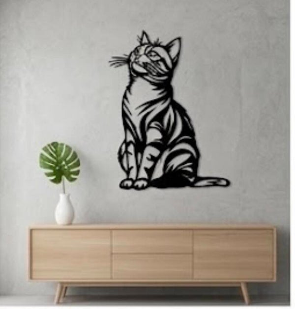 1pc Black Vintage Ornaments Cat Wall Art - a Modern Minimalist Sculpture