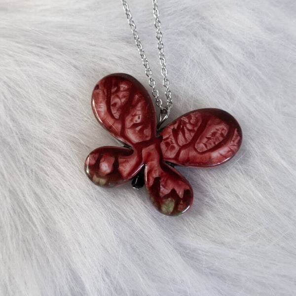 Scarlet Moth Necklace