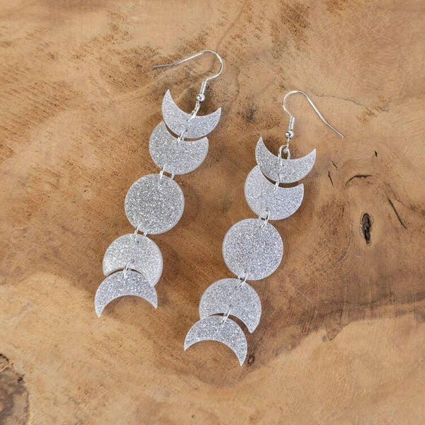 Moon Cycle Earrings – Silver
