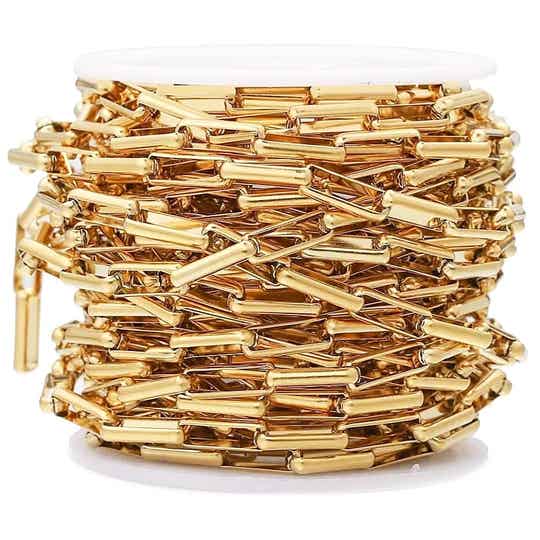 Rvs dikke schakeljasseron, goud