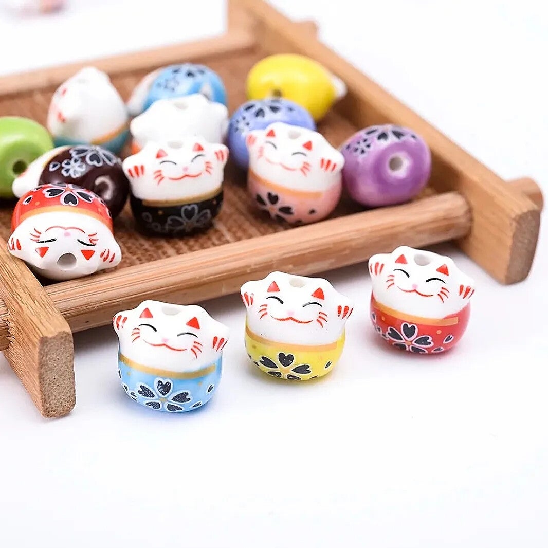 Keramiek kraal katje, verticaal