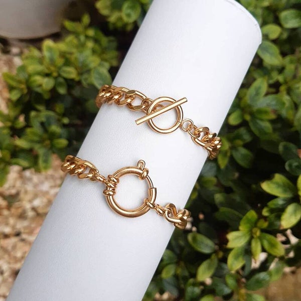 Rvs goud chunky armband