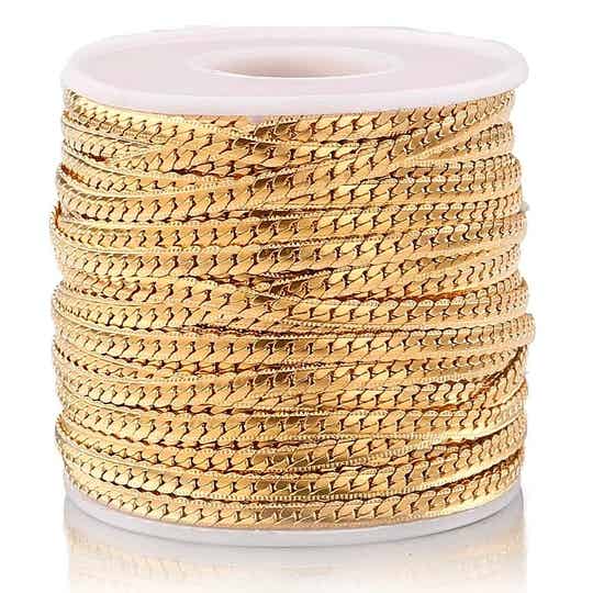 Rvs snake skin jasseron, goud